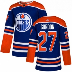 Mens Adidas Edmonton Oilers 27 Boyd Gordon Premier Royal Blue Alternate NHL Jersey 