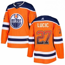 Mens Adidas Edmonton Oilers 27 Milan Lucic Authentic Orange Drift Fashion NHL Jersey 