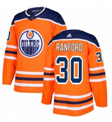 Mens Adidas Edmonton Oilers 30 Bill Ranford Premier Orange Home NHL Jersey 