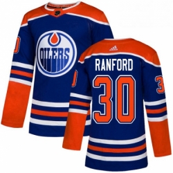 Mens Adidas Edmonton Oilers 30 Bill Ranford Premier Royal Blue Alternate NHL Jersey 