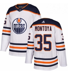 Mens Adidas Edmonton Oilers 35 Al Montoya Authentic White Away NHL Jersey 