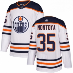 Mens Adidas Edmonton Oilers 35 Al Montoya Authentic White Away NHL Jersey 