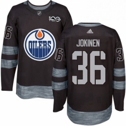 Mens Adidas Edmonton Oilers 36 Jussi Jokinen Authentic Black 1917 2017 100th Anniversary NHL Jersey 
