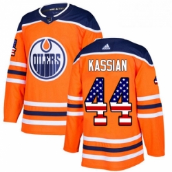 Mens Adidas Edmonton Oilers 44 Zack Kassian Authentic Orange USA Flag Fashion NHL Jersey 