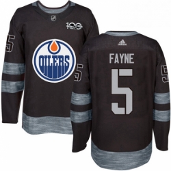 Mens Adidas Edmonton Oilers 5 Mark Fayne Authentic Black 1917 2017 100th Anniversary NHL Jersey 