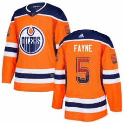 Mens Adidas Edmonton Oilers 5 Mark Fayne Authentic Orange Drift Fashion NHL Jersey 