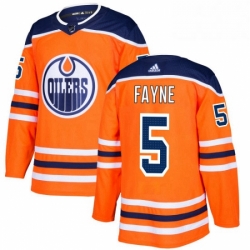 Mens Adidas Edmonton Oilers 5 Mark Fayne Authentic Orange Home NHL Jersey 