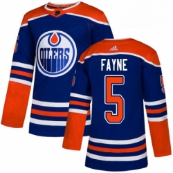 Mens Adidas Edmonton Oilers 5 Mark Fayne Premier Royal Blue Alternate NHL Jersey 