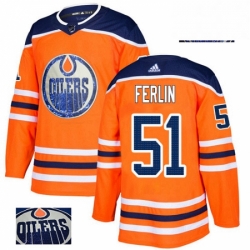 Mens Adidas Edmonton Oilers 51 Brian Ferlin Authentic Orange Fashion Gold NHL Jersey 