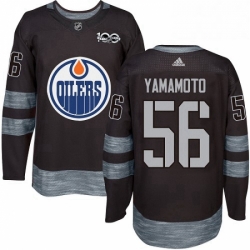 Mens Adidas Edmonton Oilers 56 Kailer Yamamoto Authentic Black 1917 2017 100th Anniversary NHL Jersey 