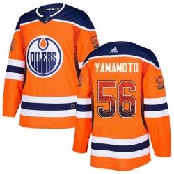 Mens Adidas Edmonton Oilers 56 Kailer Yamamoto Authentic Orange Drift Fashion NHL Jersey 
