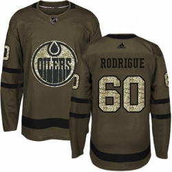 Mens Adidas Edmonton Oilers 60 Olivier Rodrigue Authentic Green Salute to Service NHL Jersey 