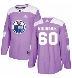 Mens Adidas Edmonton Oilers 60 Olivier Rodrigue Authentic Purple Fights Cancer Practice NHL Jersey 