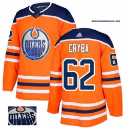 Mens Adidas Edmonton Oilers 62 Eric Gryba Authentic Orange Fashion Gold NHL Jersey 