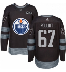 Mens Adidas Edmonton Oilers 67 Benoit Pouliot Authentic Black 1917 2017 100th Anniversary NHL Jersey 