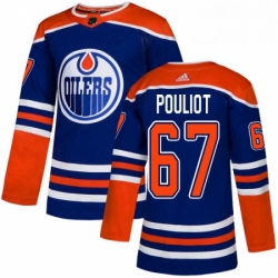 Mens Adidas Edmonton Oilers 67 Benoit Pouliot Premier Royal Blue Alternate NHL Jersey 