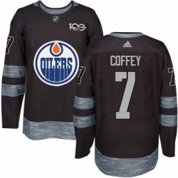 Mens Adidas Edmonton Oilers 7 Paul Coffey Authentic Black 1917 2017 100th Anniversary NHL Jersey 