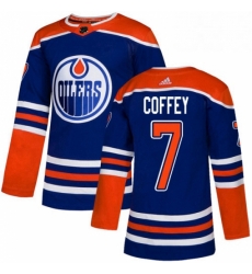 Mens Adidas Edmonton Oilers 7 Paul Coffey Premier Royal Blue Alternate NHL Jersey 