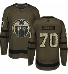Mens Adidas Edmonton Oilers 70 Ryan McLeod Authentic Green Salute to Service NHL Jersey 