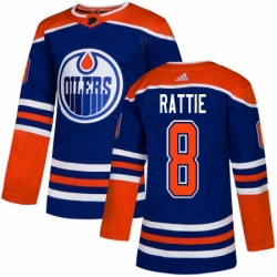 Mens Adidas Edmonton Oilers 8 Ty Rattie Premier Royal Blue Alternate NHL Jersey 