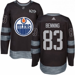 Mens Adidas Edmonton Oilers 83 Matt Benning Authentic Black 1917 2017 100th Anniversary NHL Jersey 
