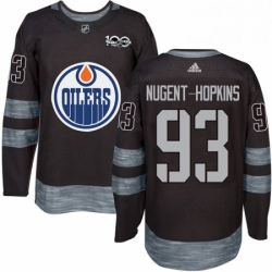 Mens Adidas Edmonton Oilers 93 Ryan Nugent Hopkins Authentic Black 1917 2017 100th Anniversary NHL Jersey 
