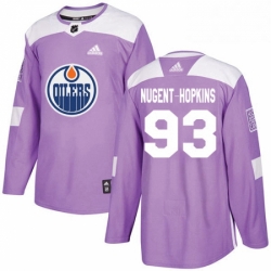 Mens Adidas Edmonton Oilers 93 Ryan Nugent Hopkins Authentic Purple Fights Cancer Practice NHL Jersey 