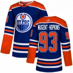 Mens Adidas Edmonton Oilers 93 Ryan Nugent Hopkins Premier Royal Blue Alternate NHL Jersey 