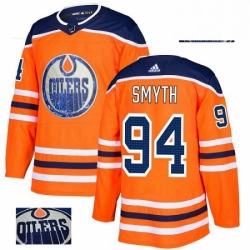 Mens Adidas Edmonton Oilers 94 Ryan Smyth Authentic Orange Fashion Gold NHL Jersey 