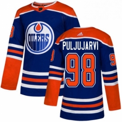 Mens Adidas Edmonton Oilers 98 Jesse Puljujarvi Premier Royal Blue Alternate NHL Jersey 