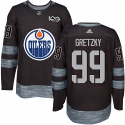Mens Adidas Edmonton Oilers 99 Wayne Gretzky Authentic Black 1917 2017 100th Anniversary NHL Jersey 