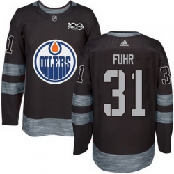 Oilers #31 Grant Fuhr Black 1917 2017 100th Anniversary Stitched NHL Jersey