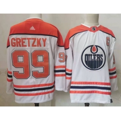 Oilers 99 Wayne Gretzky White 2020 21 Reverse Retro Adidas Jersey