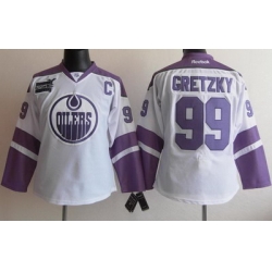 Edmonton Oilers 99 Wayne Gretzky White Women's Fights Cancer Hockey Jersey