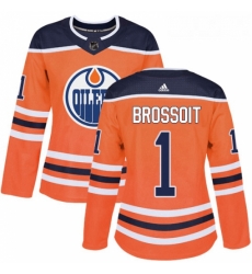 Womens Adidas Edmonton Oilers 1 Laurent Brossoit Authentic Orange Home NHL Jersey 