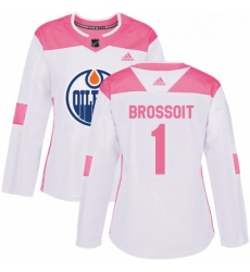 Womens Adidas Edmonton Oilers 1 Laurent Brossoit Authentic WhitePink Fashion NHL Jersey 