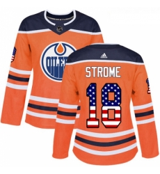 Womens Adidas Edmonton Oilers 18 Ryan Strome Authentic Orange USA Flag Fashion NHL Jersey 