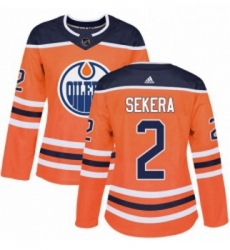 Womens Adidas Edmonton Oilers 2 Andrej Sekera Authentic Orange Home NHL Jersey 