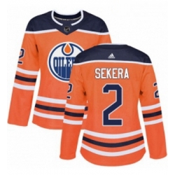 Womens Adidas Edmonton Oilers 2 Andrej Sekera Authentic Orange Home NHL Jersey 