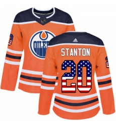 Womens Adidas Edmonton Oilers 20 Ryan Stanton Authentic Orange USA Flag Fashion NHL Jersey 
