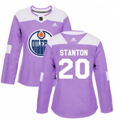 Womens Adidas Edmonton Oilers 20 Ryan Stanton Authentic Purple Fights Cancer Practice NHL Jersey 