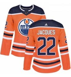 Womens Adidas Edmonton Oilers 22 Jean Francois Jacques Authentic Orange Home NHL Jersey 