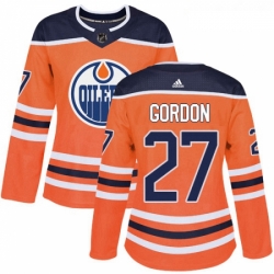 Womens Adidas Edmonton Oilers 27 Boyd Gordon Authentic Orange Home NHL Jersey 