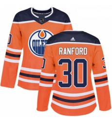 Womens Adidas Edmonton Oilers 30 Bill Ranford Authentic Orange Home NHL Jersey 