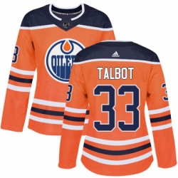 Womens Adidas Edmonton Oilers 33 Cam Talbot Authentic Orange Home NHL Jersey 