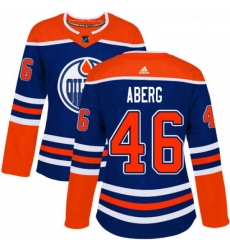Womens Adidas Edmonton Oilers 46 Pontus Aberg Authentic Royal Blue Alternate NHL Jerse