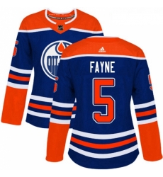 Womens Adidas Edmonton Oilers 5 Mark Fayne Authentic Royal Blue Alternate NHL Jersey 