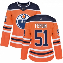 Womens Adidas Edmonton Oilers 51 Brian Ferlin Authentic Orange Home NHL Jersey 