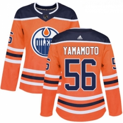 Womens Adidas Edmonton Oilers 56 Kailer Yamamoto Authentic Orange Home NHL Jersey 