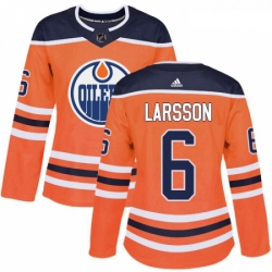 Womens Adidas Edmonton Oilers 6 Adam Larsson Authentic Orange Home NHL Jersey 